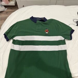 Green Polo Shirt with Bear Logo